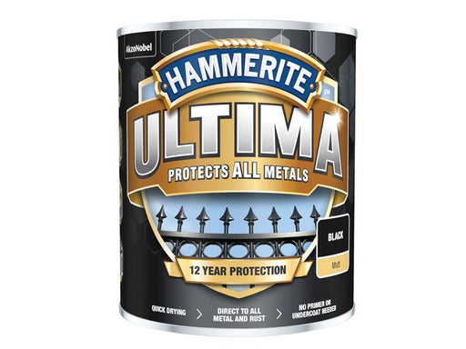 Hammerite Ultima Metal Paint Matt Black 750ml Hammerite - RockBottom Northampton