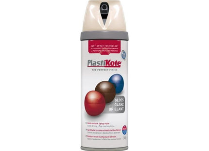 Plastikote Twist & Spray Gloss Antique White 400ml PlastiKote - RockBottom Nothampton