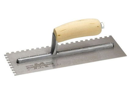 Marshalltown M702S Notched Trowel Square 1/4in Wooden Handle 11 x 4.1/2in Marshalltown - RockBottom Northampton