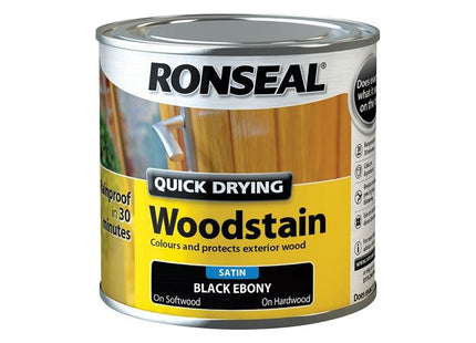 Ronseal Quick Drying Woodstain Satin Ebony 250ml Ronseal - RockBottom Nothampton