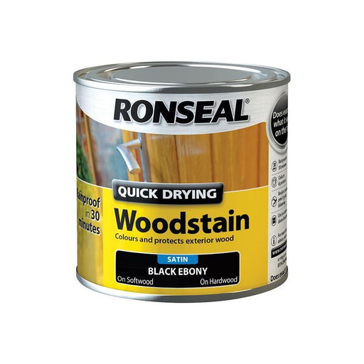 Ronseal Quick Drying Woodstain Satin Ebony 250ml Ronseal - RockBottom Nothampton