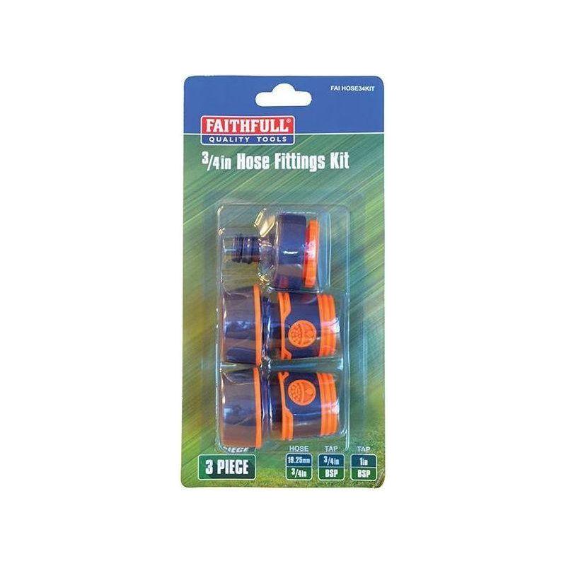 Faithfull 3/4in Plastic Hose Fittings Kit, 3 Piece Faithfull - RockBottom Northampton