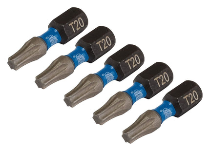 Draper Expert TX-STAR Impact Screwdriver Bits, T20 x 25mm, 1/4" Hex (Pack of 5) Draper - Town Tools 