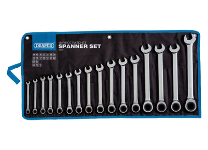 Draper Draper HI-TORQ Metric Ratchet Combination Spanner Set (16 Piece) Draper - Town Tools
