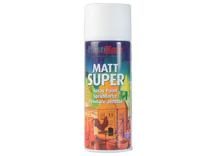 Plastikote Matt Super Spray White 400ml PlastiKote - RockBottom Nothampton