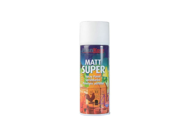 Plastikote Matt Super Spray White 400ml PlastiKote - RockBottom Nothampton