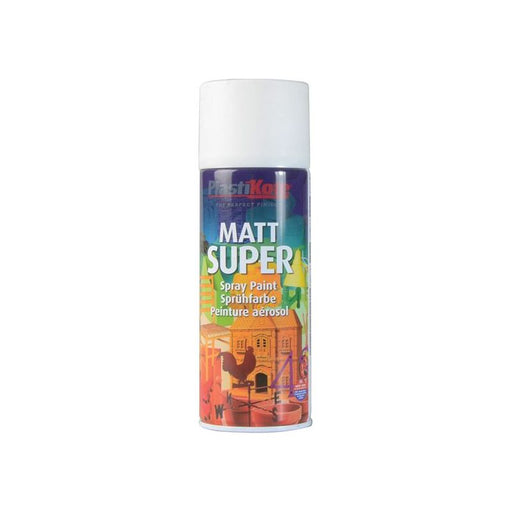 Plastikote Matt Super Spray White 400ml PlastiKote - RockBottom Nothampton