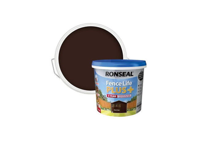 Ronseal Fence Life Plus+ Dark Oak 5 litre Ronseal - RockBottom Nothampton