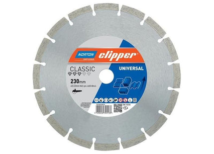 Norton Clipper Classic Universal Blue Diamond Blade 230 x 22.23mm Norton Clipper - RockBottom Nothampton