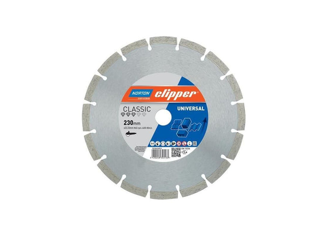 Norton Clipper Classic Universal Blue Diamond Blade 230 x 22.23mm Norton Clipper - RockBottom Nothampton