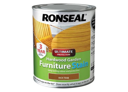 Ronseal Ultimate Protection Hardwood Garden Furniture Stain Rich Teak 750ml Ronseal - RockBottom Nothampton