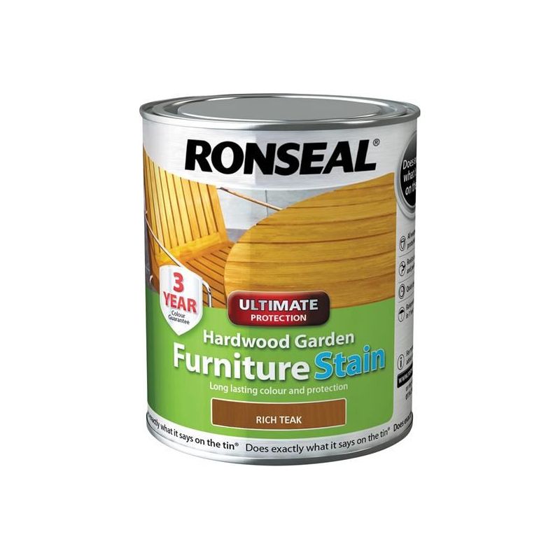 Ronseal Ultimate Protection Hardwood Garden Furniture Stain Rich Teak 750ml Ronseal - RockBottom Nothampton