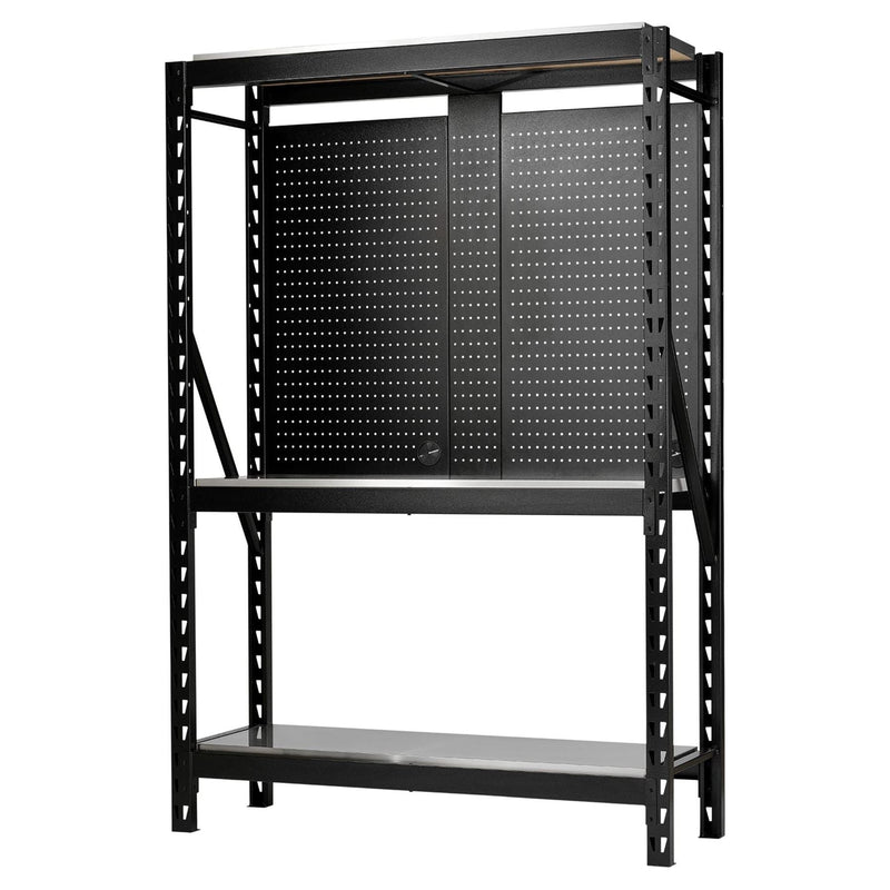 Bunker 17 Piece Modular 3 Tier Racking with Stainless Steel Shelving and Pegboards, 1500mm Draper - Town Tools