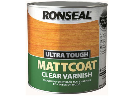 Ronseal Ultra Tough Mattcoat Internal Clear Varnish 2.5 litre Ronseal - RockBottom Nothampton