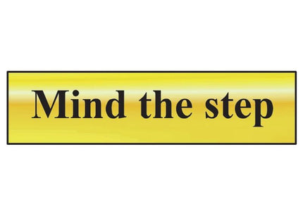 Scan Mind The Step - Polished Brass Effect 200 x 50mm Scan - RockBottom Nothampton