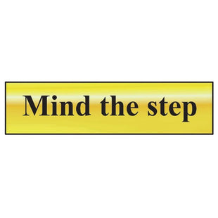 Scan Mind The Step - Polished Brass Effect 200 x 50mm Scan - RockBottom Nothampton