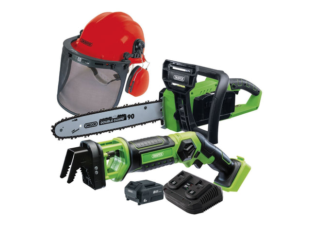 Draper D20 Cordless Garden Saw Kit with Forestry Helmet 99763 Draper - Town Tools 