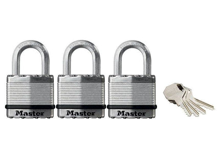 Master Lock Excell™ Laminated Steel 45mm Padlock - 24mm Shackle - Keyed Alike x 3 Master Lock - RockBottom Northampton