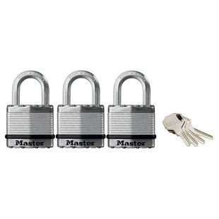 Master Lock Excell™ Laminated Steel 45mm Padlock - 24mm Shackle - Keyed Alike x 3 Master Lock - RockBottom Northampton