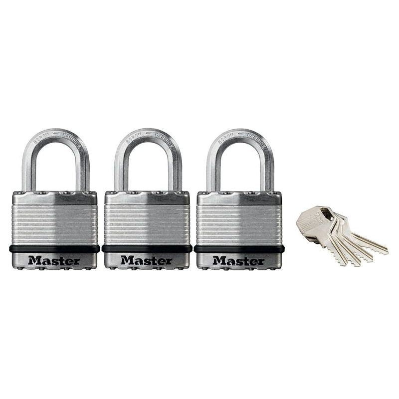Master Lock Excell™ Laminated Steel 45mm Padlock - 24mm Shackle - Keyed Alike x 3 Master Lock - RockBottom Northampton