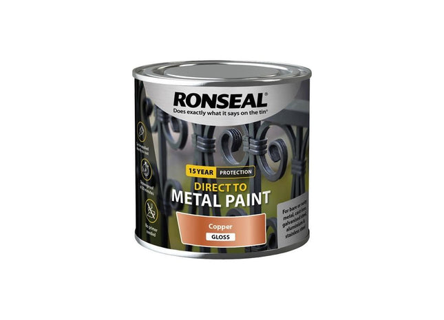 Ronseal Direct to Metal Paint Copper Gloss 250ml Ronseal - RockBottom Nothampton