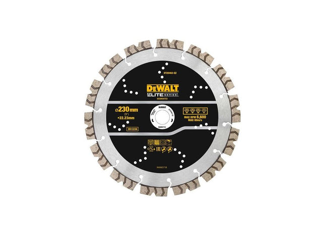 Dewalt Power Tools ELITE SERIES™ All Purpose Diamond Segmented Wheel 230 x 22.2mm DeWALT Power Tools - RockBottom Northampton
