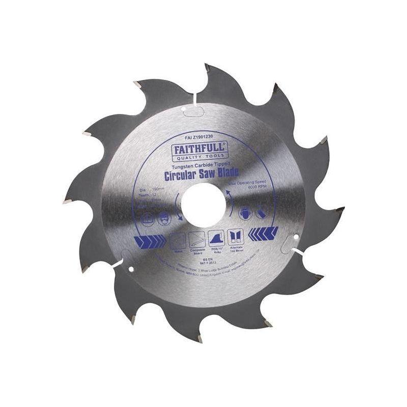 Faithfull TCT Circular Saw Blade 190 x 30mm x 12T POS Faithfull - RockBottom Northampton