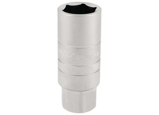 Draper 12mm Thread 6 Point Satin Chrome Spark Plug Socket, 3/8" Sq. Dr., 18mm Draper - Town Tools 