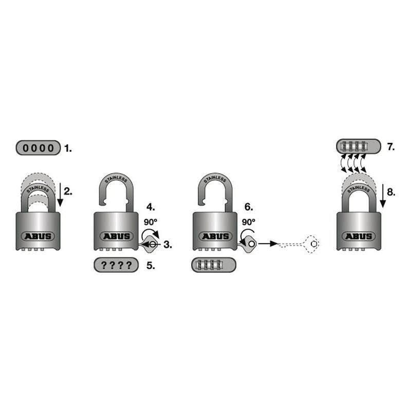 Abus Mechanical 190/60 60mm Heavy-Duty Combination Padlock Closed Shackle (4-Digit) Carded ABUS Mechanical - RockBottom Northampton 