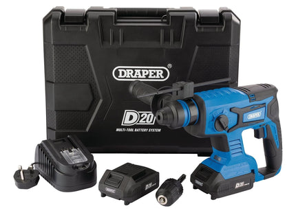 Draper D20 20V Brushless SDS+ Rotary Hammer Drill, 2 x 2.0Ah Batteries, 1 x Char Draper - Town Tools 