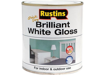 Rustins Quick Dry Brilliant White Gloss 1 Litre Rustins - RockBottom Nothampton