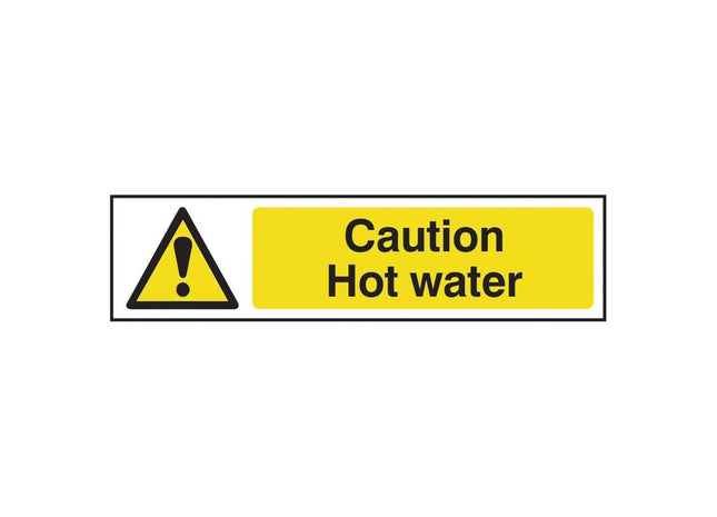 Scan Caution Hot Water - PVC Sign 200 x 50mm Scan - RockBottom Nothampton