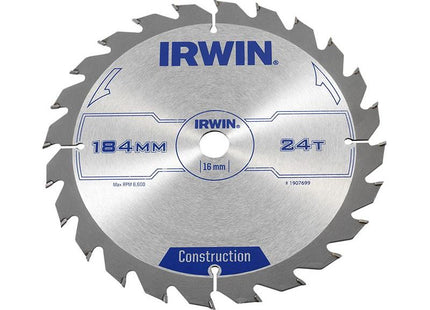 Irwin® Construction Circular Saw Blade 184 x 16mm x 24T ATB IRWIN® - RockBottom Northampton