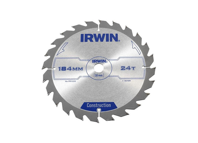 Irwin® Construction Circular Saw Blade 184 x 16mm x 24T ATB IRWIN® - RockBottom Northampton