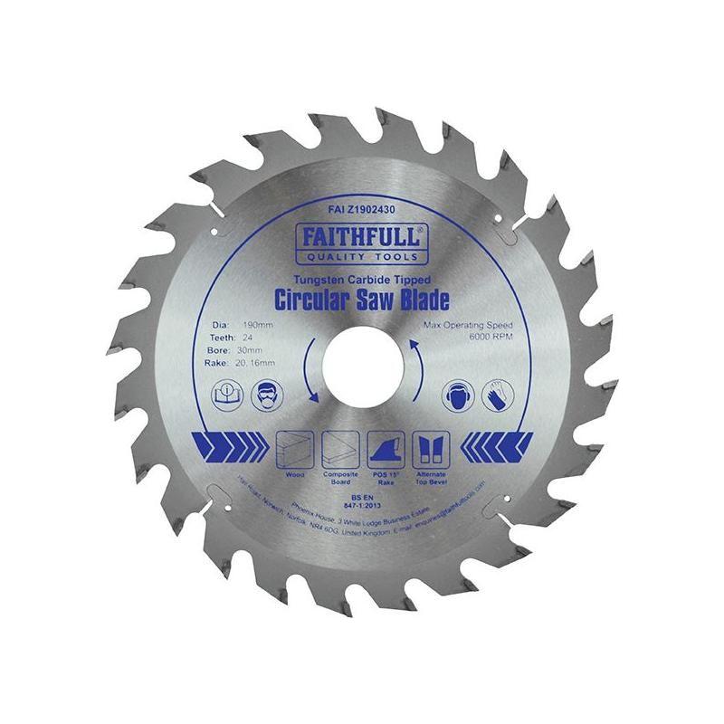 Faithfull TCT Circular Saw Blade 190 x 30mm x 24T POS Faithfull - RockBottom Northampton