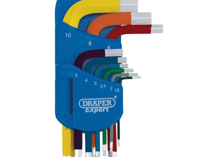 Draper Expert Metric Short Arm Ball End Hex Key Set, Colour Coded (9 Piece) Draper - Town Tools 