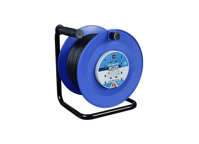 Masterplug Heavy-Duty Cable Reel 240V 13A 4-Socket Thermal Cut-Out 50m Masterplug - RockBottom Northampton