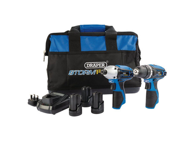 Draper Storm Force 10.8V Power Interchange Drill and Driver Twin Kit, 3 x 1.5Ah Draper - Town Tools 