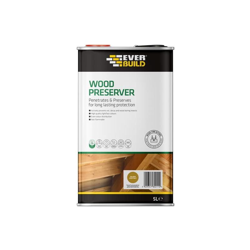 Everbuild Sika Wood Preserver Golden Chestnut 5 litre Everbuild Sika - RockBottom Northamptin