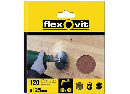 Flexovit Drill Mountable Disc 125mm Fine 120G (Pack 10) Flexovit - RockBottom Northampton