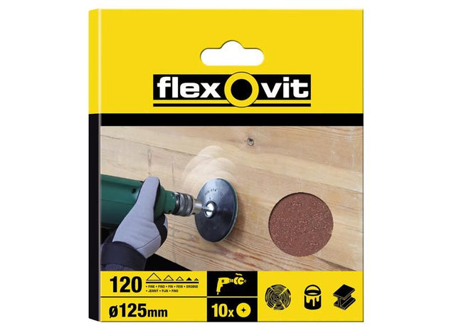 Flexovit Drill Mountable Disc 125mm Fine 120G (Pack 10) Flexovit - RockBottom Northampton