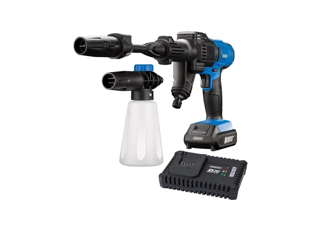Draper D20 20V Cordless Pressure Washer Kit, 1 x 2.0Ah Battery, 1 x Fast Charger Draper - Town Tools