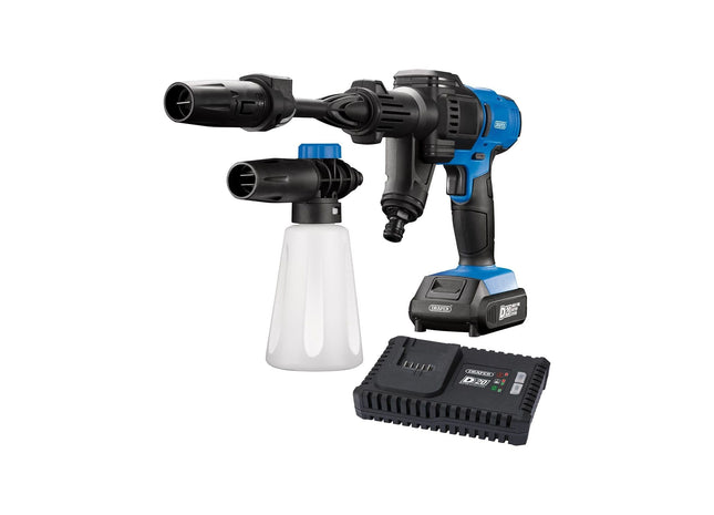 Draper D20 20V Cordless Pressure Washer Kit, 1 x 2.0Ah Battery, 1 x Fast Charger Draper - Town Tools