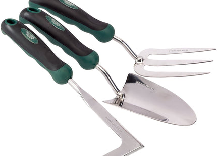 Draper Stainless Steel Heavy Duty Soft Grip Fork, Trowel and Weeder Set (3 Piece Draper - Town Tools 