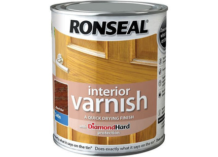 Ronseal Interior Varnish Quick Dry Satin Dark Oak 750ml Ronseal - RockBottom Nothampton