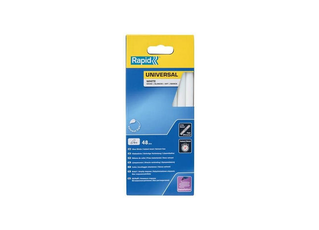 Rapid Universal Glue Sticks, White 12 x 190mm (Pack 48) Rapid - RockBottom Nothampton