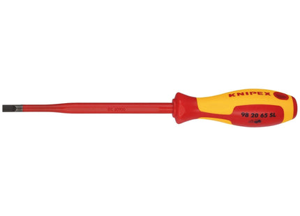Draper Knipex 98 20 65 SL VDE Insulated Slotted Screwdriver, 6.5 x 150mm - Slim Draper - Town Tools