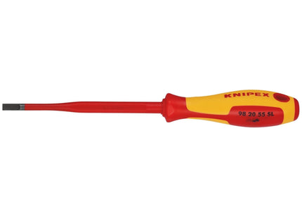 Draper Knipex 98 20 55 SL VDE Insulated Slotted Screwdriver, 5.5 x 100mm - Slim Draper - Town Tools