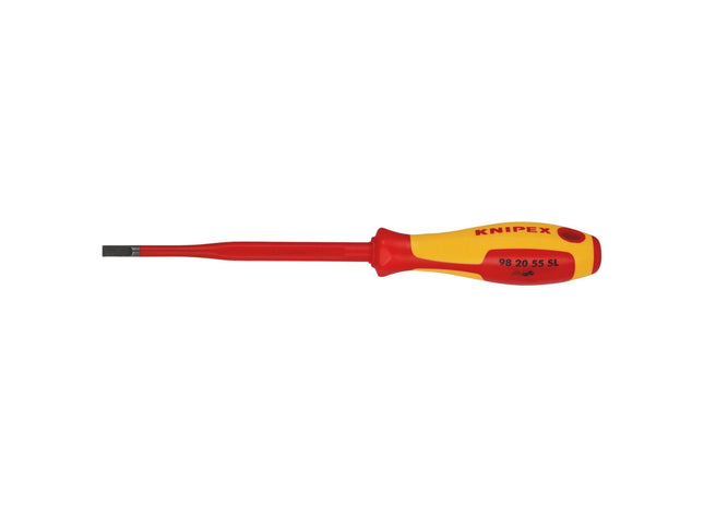 Draper Knipex 98 20 55 SL VDE Insulated Slotted Screwdriver, 5.5 x 100mm - Slim Draper - Town Tools