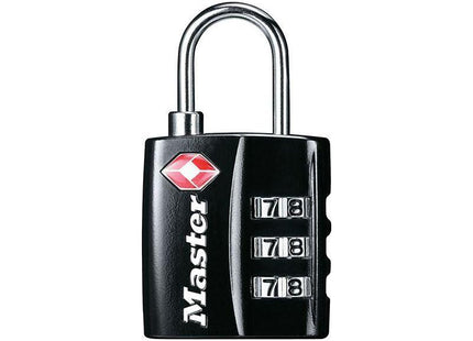 Master Lock TSA 3-Digit Combination Black Finish 30mm Padlock Master Lock - RockBottom Northampton